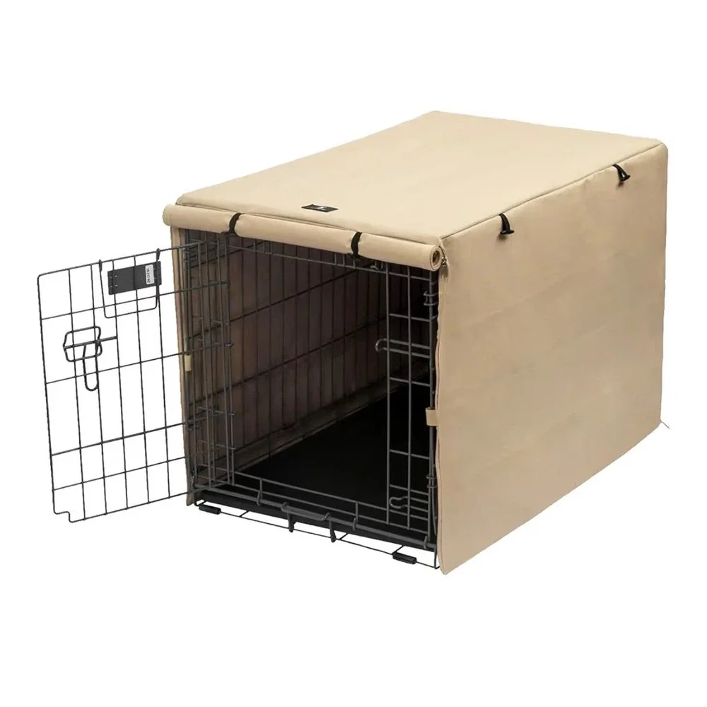 Tan Dog Crate Cover 36 Inch Double Door Wire Kennel Privacy Shield Beige Pet Den